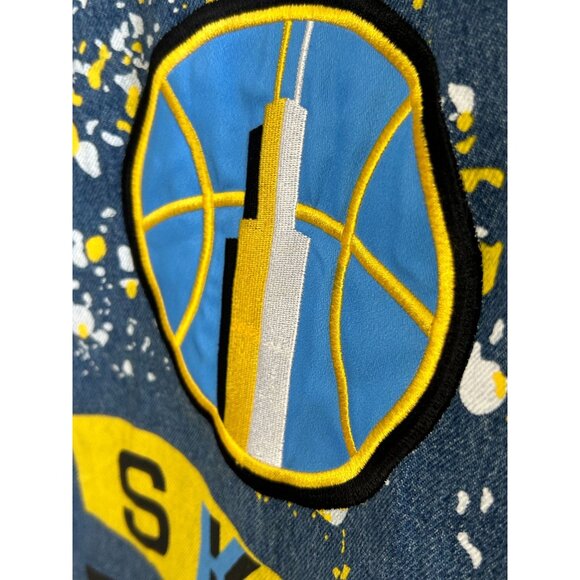 NEW FISLL WNBA Women's Sz M Denim Jacket Chicago Sky Angel Reese #5 MSRP $119 NW - Picture 7 of 8